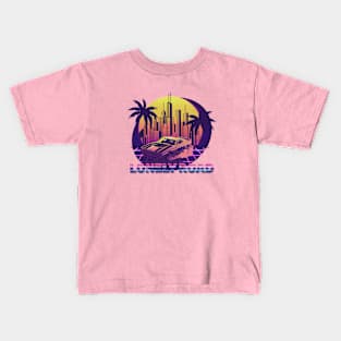 Lonely road with the sound of a car engine Kids T-Shirt